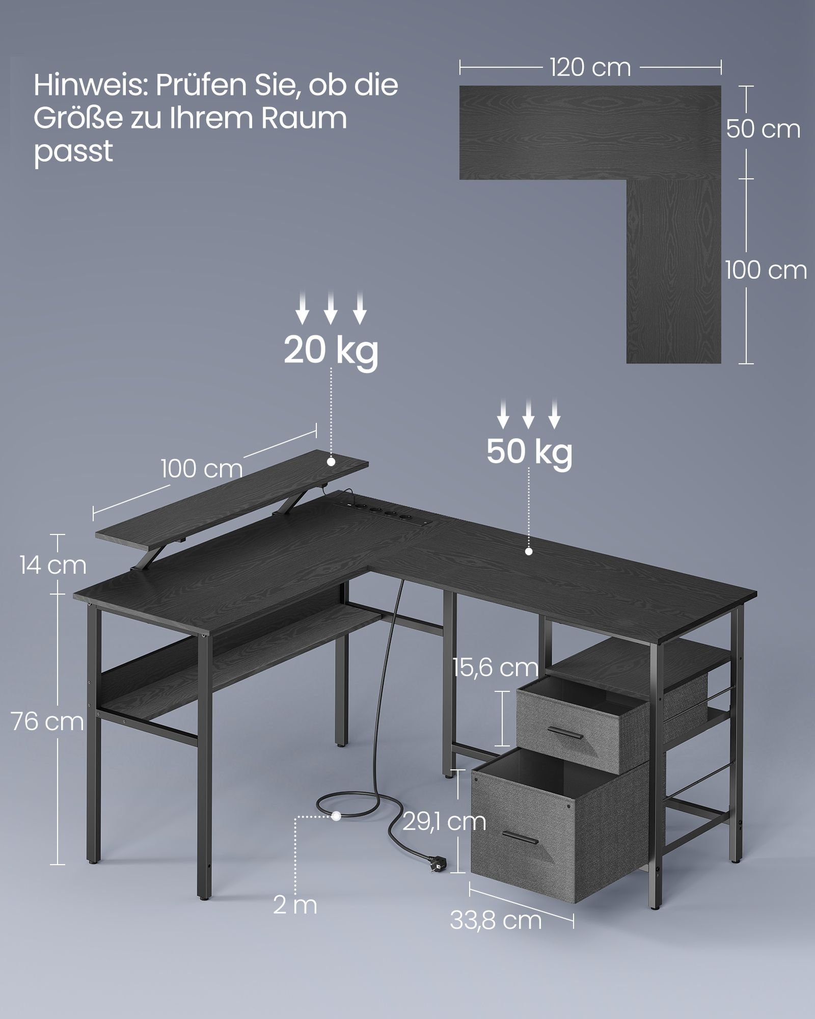 Yöpöytä helppo koota puu musta – toimisto - Image 6