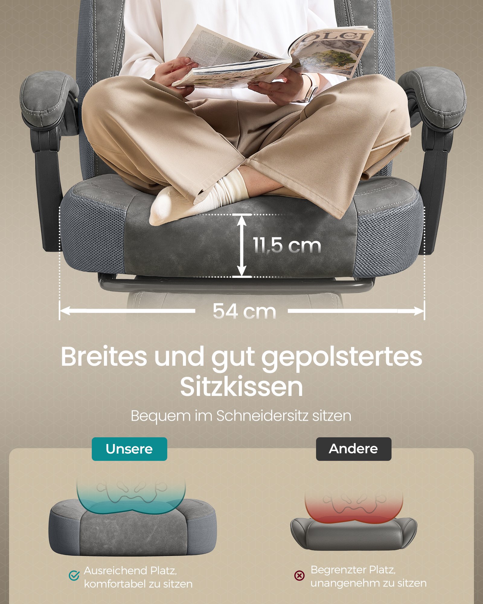 Pelituoli säädettävä harmaa – toimisto - Image 3