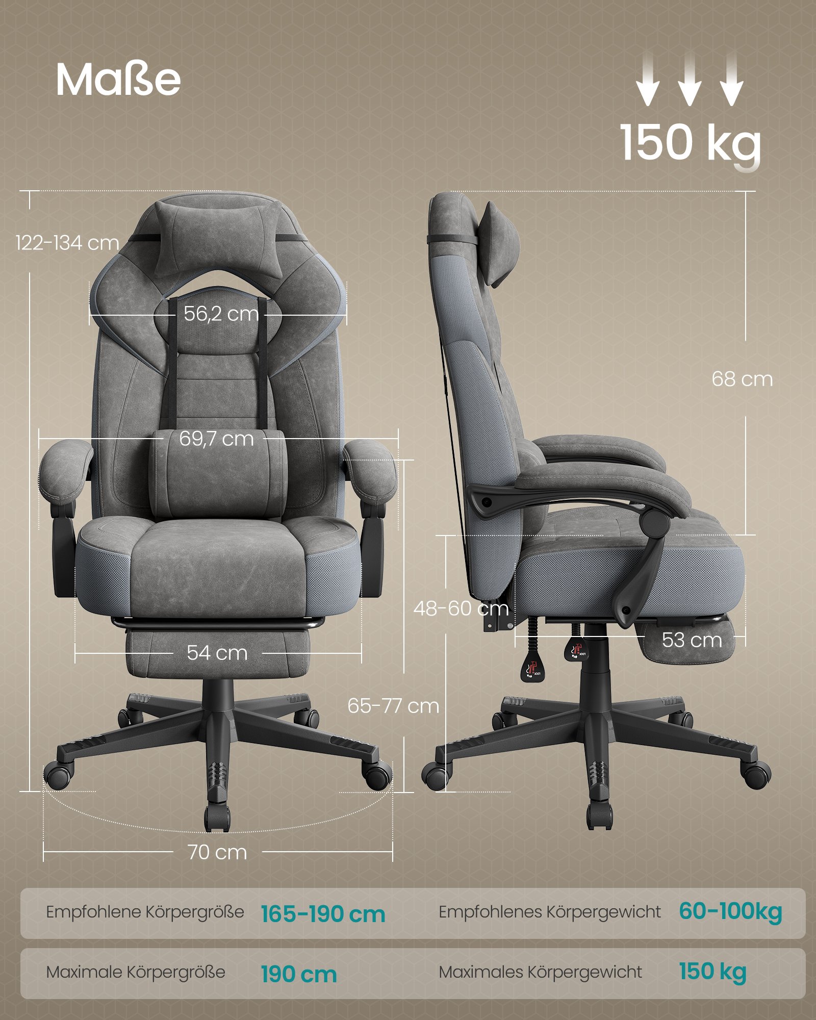 Pelituoli säädettävä harmaa – toimisto - Image 6