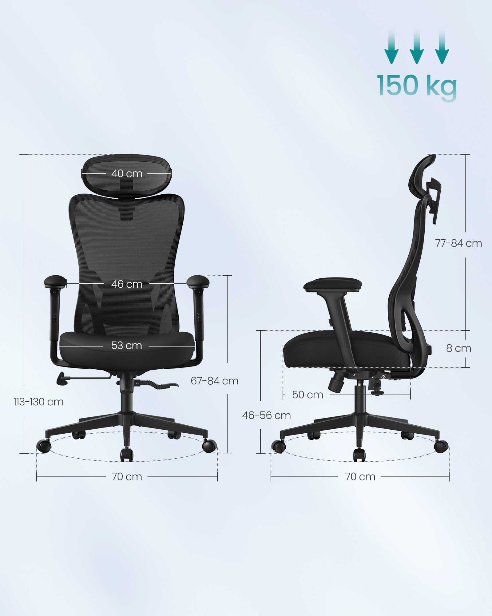 Toimistotuoli säädettävä musta – toimisto - Image 3