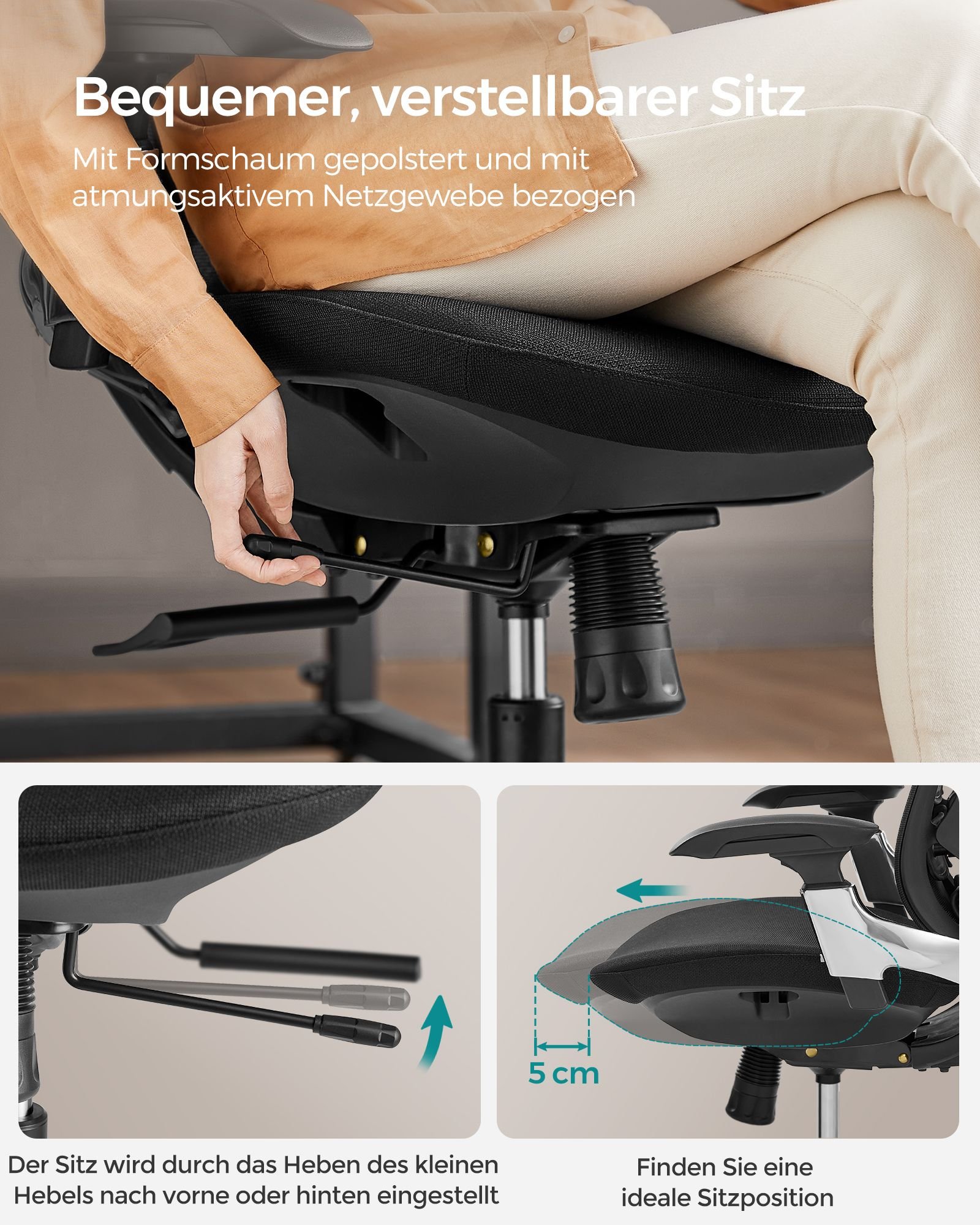 Ergonominen säädettävä lepotuoli toimistopöydälle - edessä tai takana - Image 3