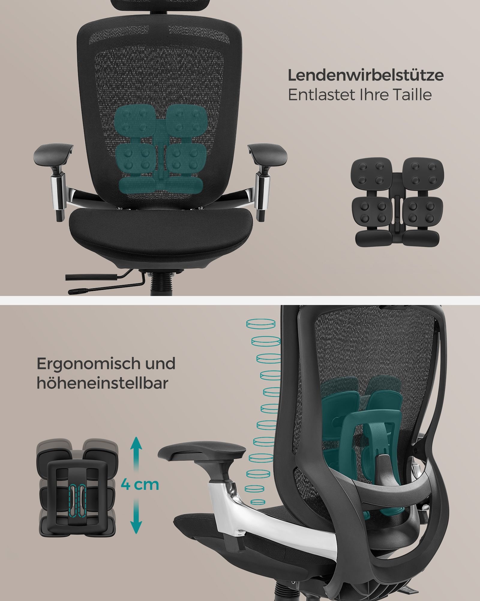 Ergonominen säädettävä lepotuoli toimistopöydälle - edessä tai takana - Image 4