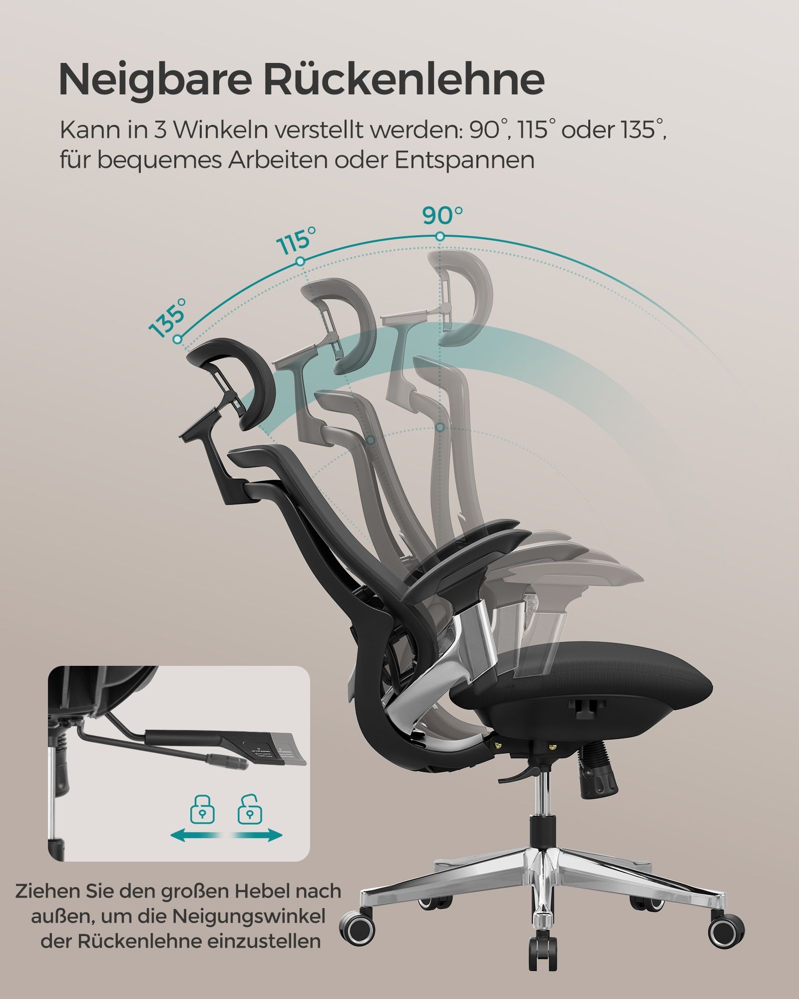 Ergonominen säädettävä lepotuoli toimistopöydälle - edessä tai takana - Image 5