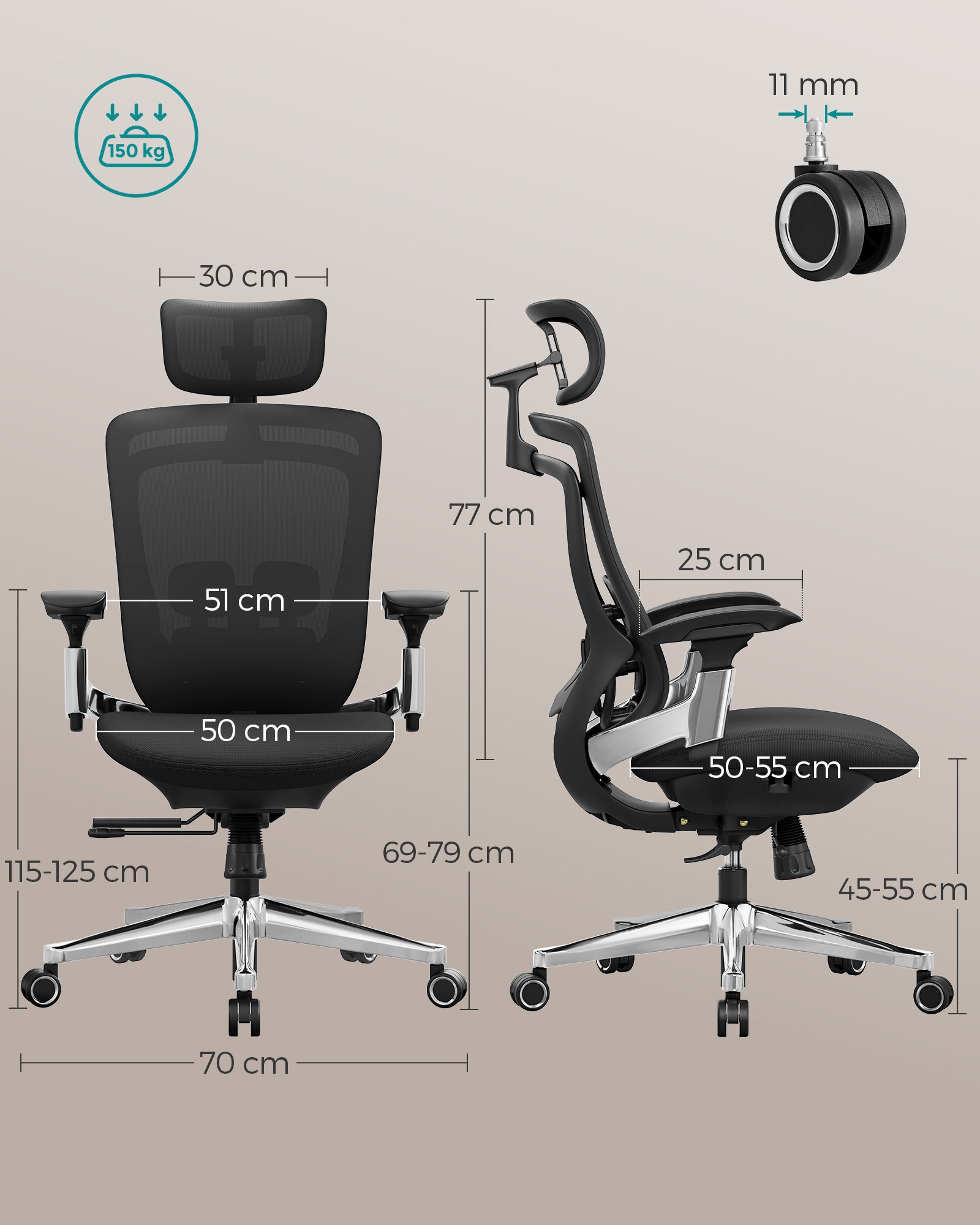 Ergonominen säädettävä lepotuoli toimistopöydälle - edessä tai takana - Image 6