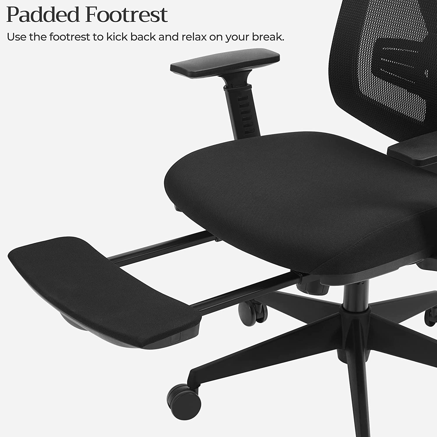ergonominen työtuoli jalkatuella, työtuoli ristiselän tuella, säädettävä - Image 2