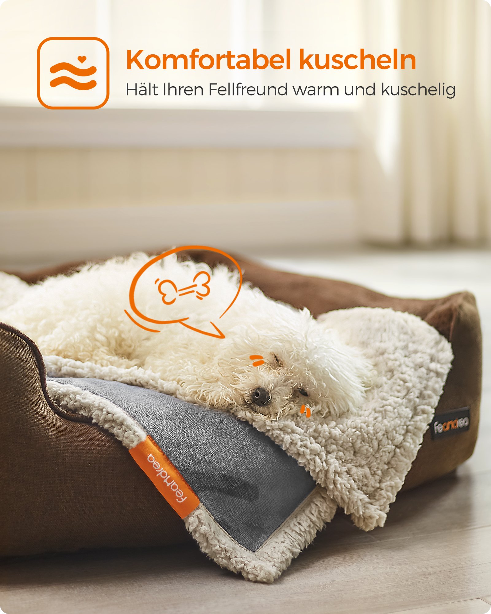 Feandrea vedenpitävä koiranpeitto, sherpa-fleece-lemmikkipeitto - Image 3