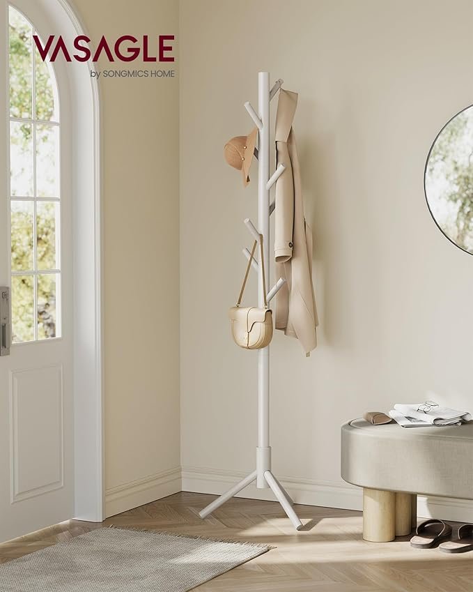 Naulakko 8 koukkua säädettävä puu beige – makuuhuone / olohuone - Image 2