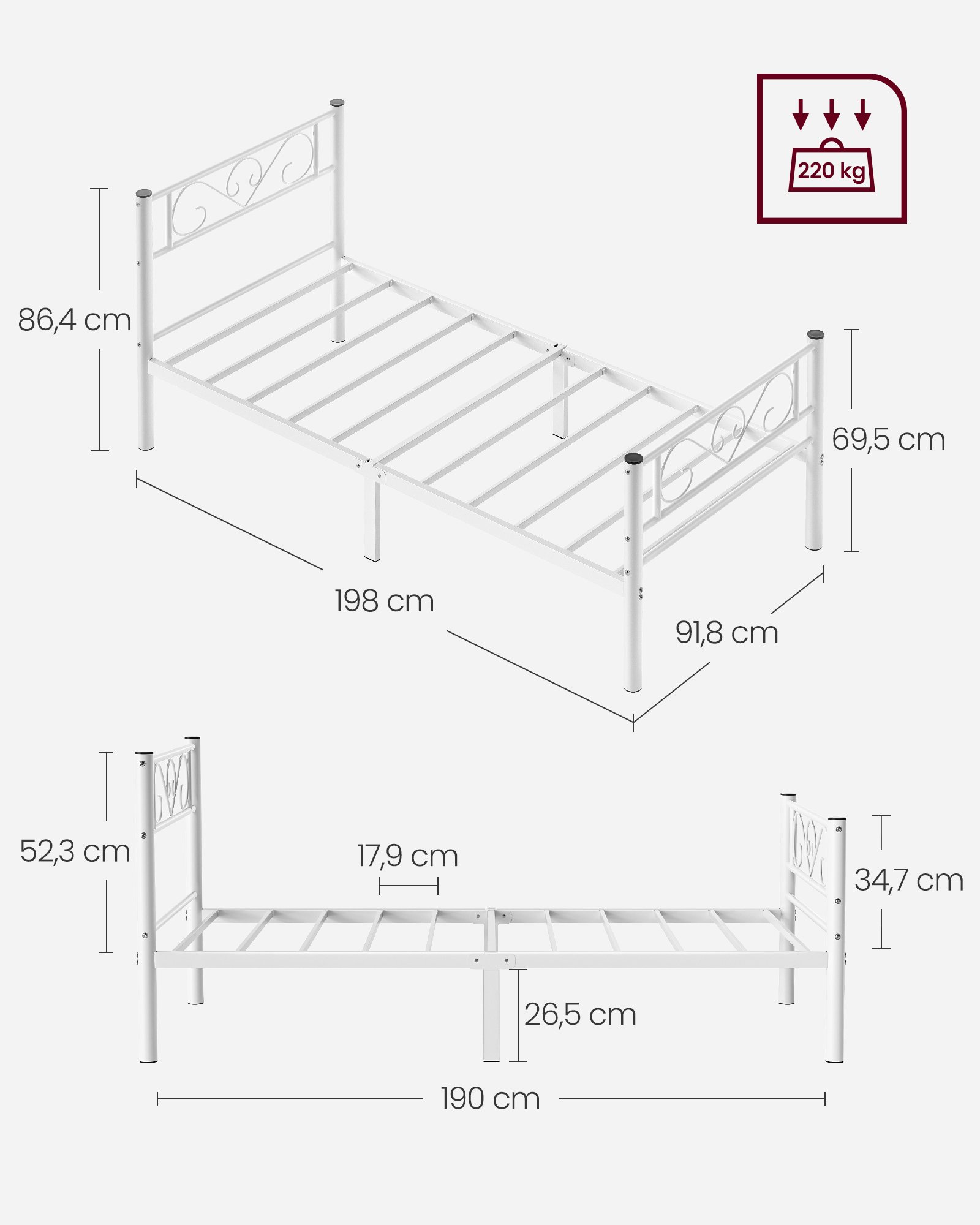 Yhden hengen sängyn runko, sopii 90 x 220 cm patjalle, vierassänkyyn - Image 4