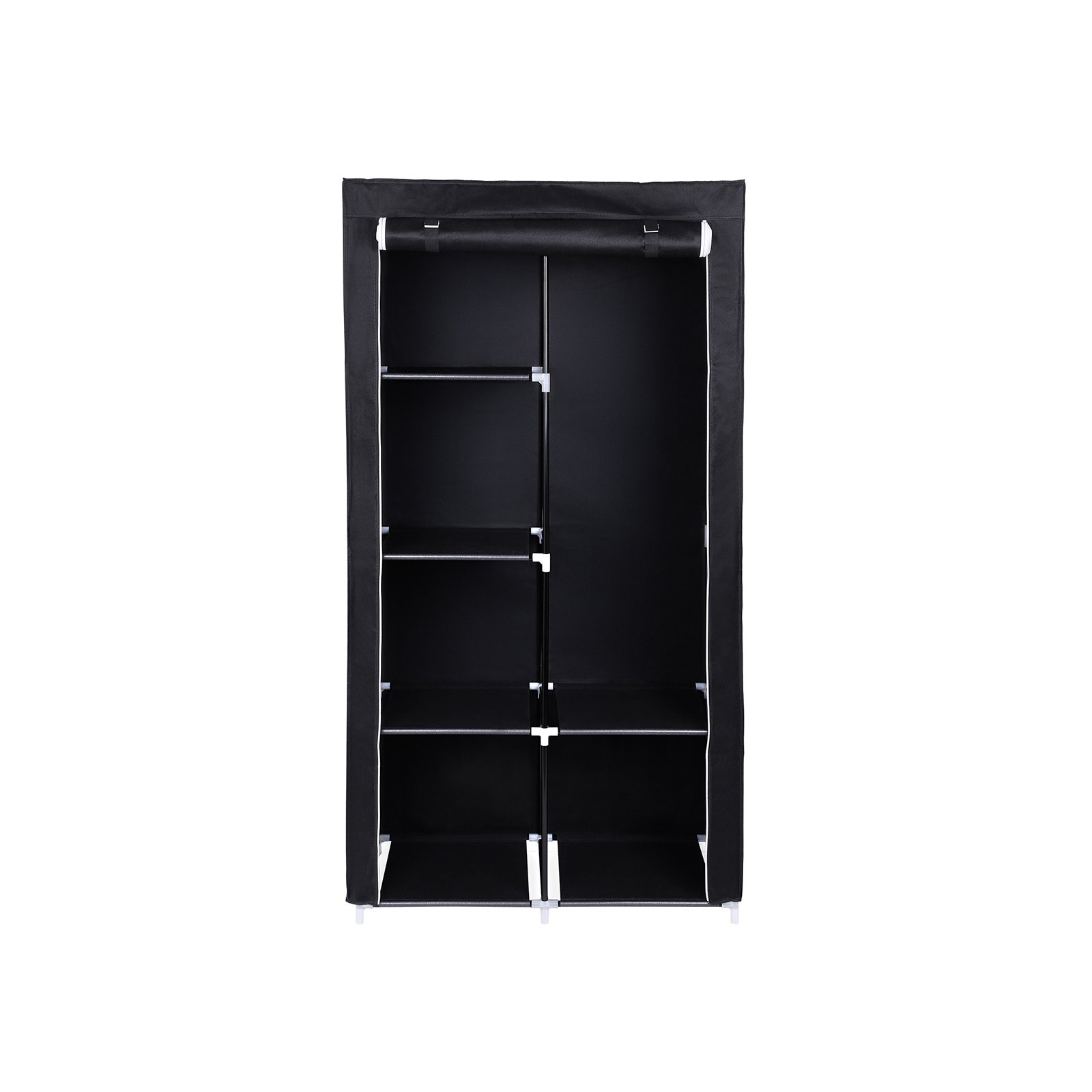 Vaatekaappi 6 hyllyä musta – makuuhuone 88 x 45 x 168 cm - Image 2