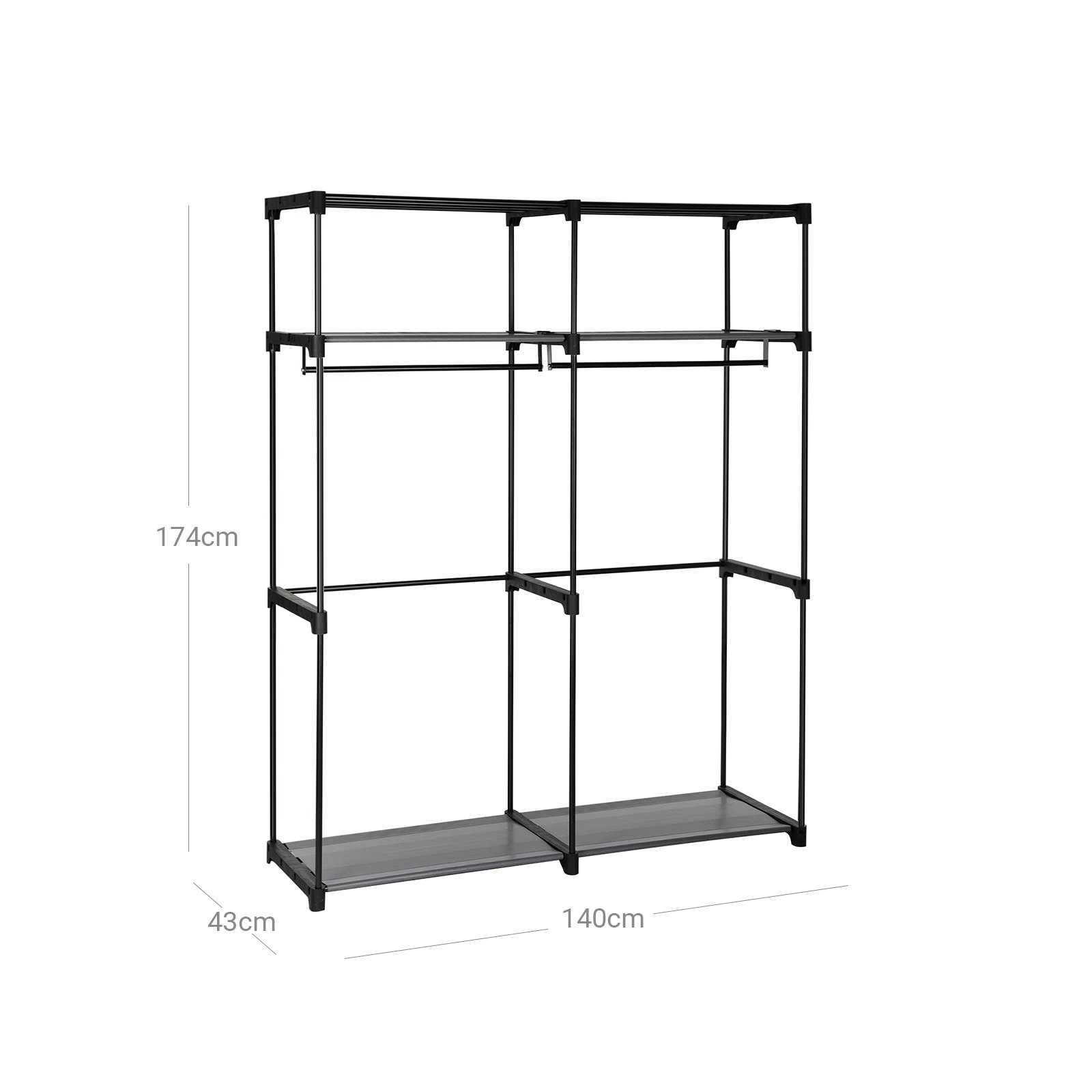 Vaaterekkii taitettava kangas harmaa – makuuhuone 43 x 140 x 174 cm - Image 7