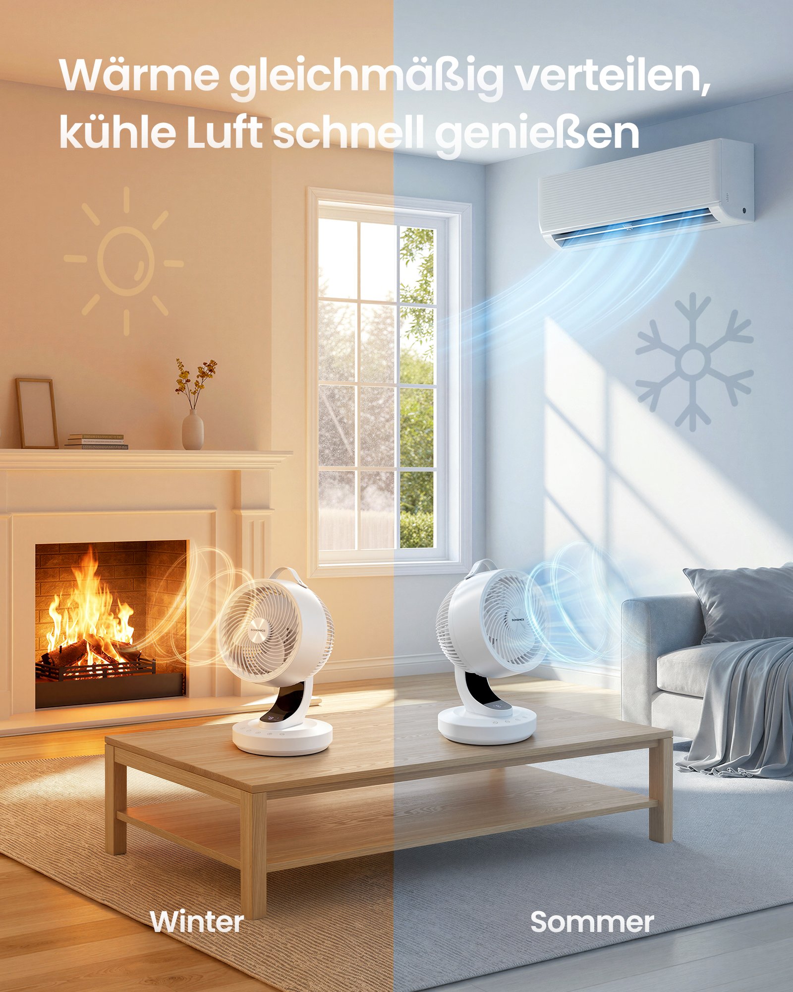 Hiljainen pöytätuuletin 20dB kaukosäätimellä, tehokas ilmankiertäjä, 70° - Image 6