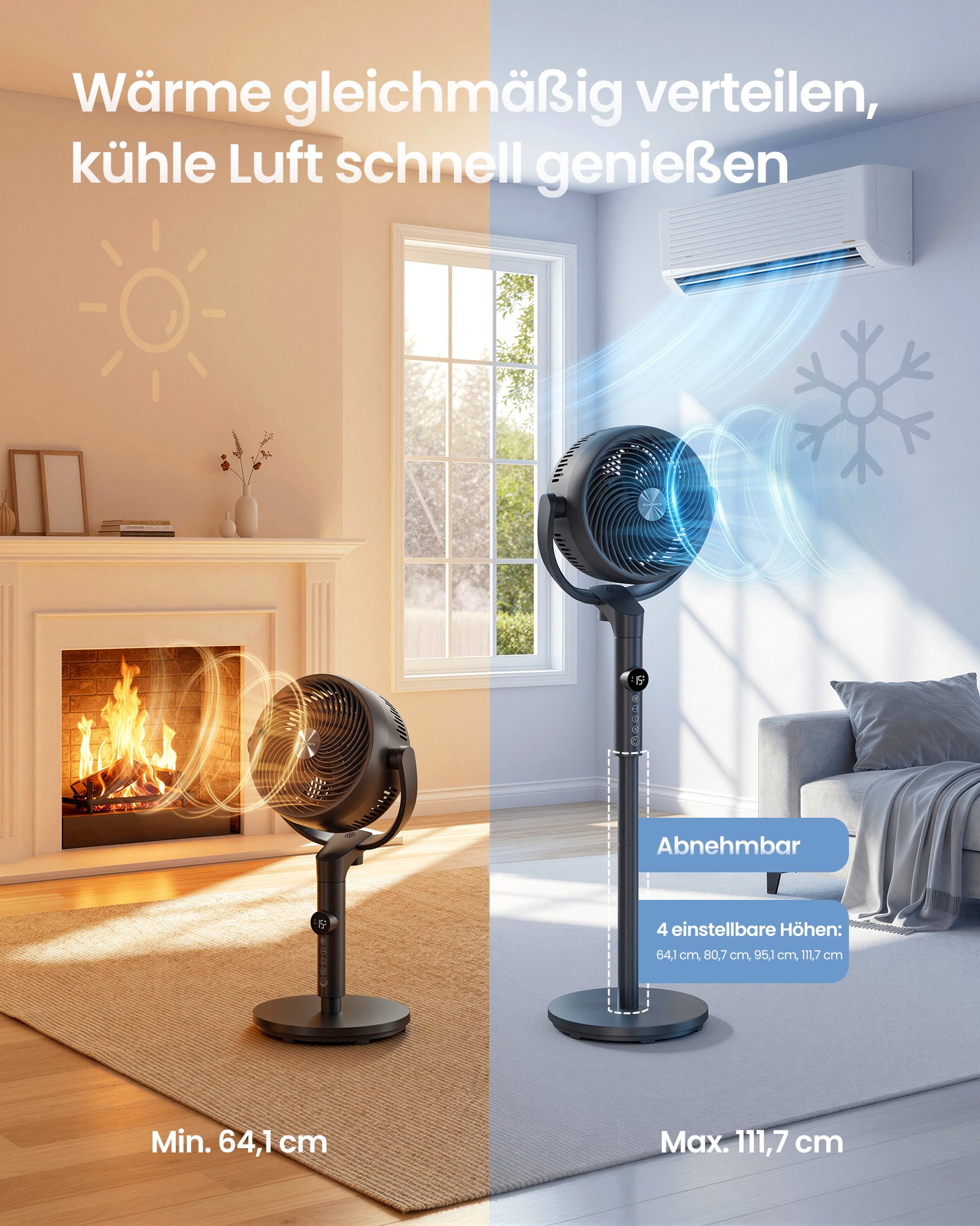 jalustatuuletin, hiljainen tuuletin 20 dB kaukosäätimellä, ilmankiertäjä 120° - Image 6